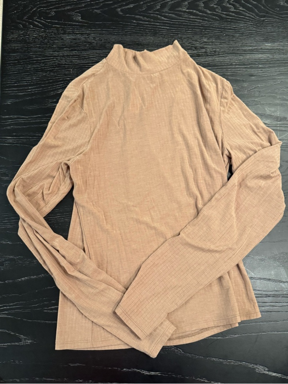 ALO Yoga Ribbed Mock Neck Top - Taupe Brown, Medium